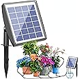 Solar Irrigation System, Plant Watering Devices Solar Powered Automatic DIY 50-Inch Watering System, A Garden Watering System with 6 Timing Modes for Outdoor Gardens, Vegetables, Greenhouses