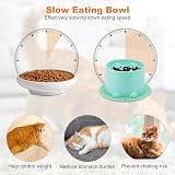 Hejo 2-Pack Raised Slow Feeder Cat Bowls Pink Green with Anti-Skid Mat view 5