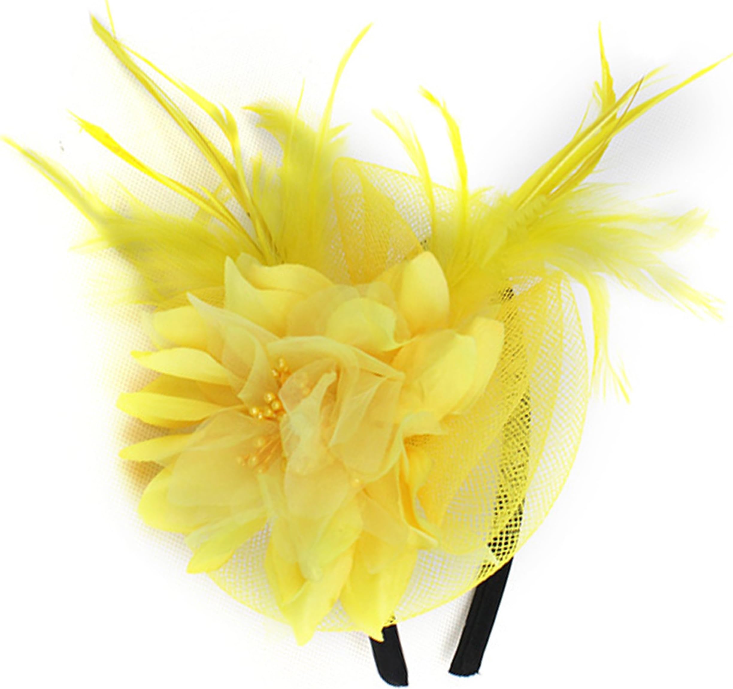 TCYIN Ladies Fascinator Hat with Headband Flower Mesh Headwear for Tea Party Wedding