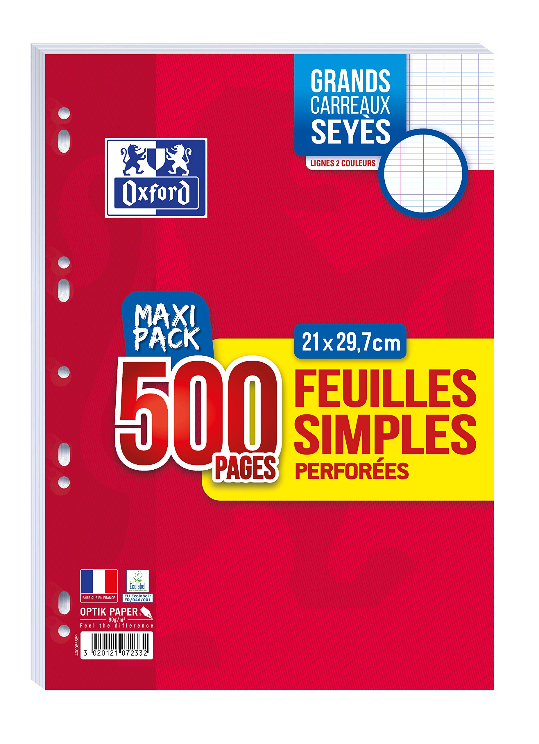 OXFORD Seyès Large Squares A4 Single Sheets 500 Pages