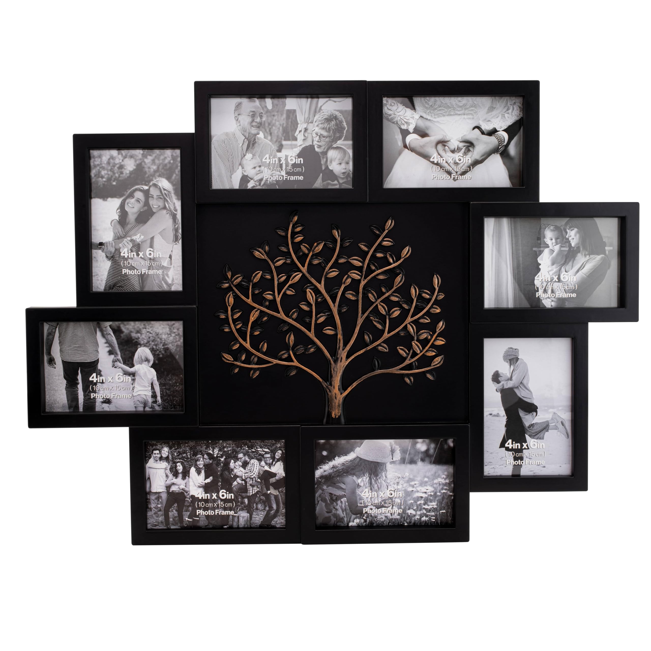 Thetford Design Family Tree Wall Hanging Collage Photo Frame with 6 Picture Holders (Black and Bronze)