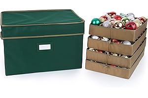 Covermates Keepsakes Adjustable Ornament Storage Box, Carrying Handles, Padded Protection - Holiday Storage, Green