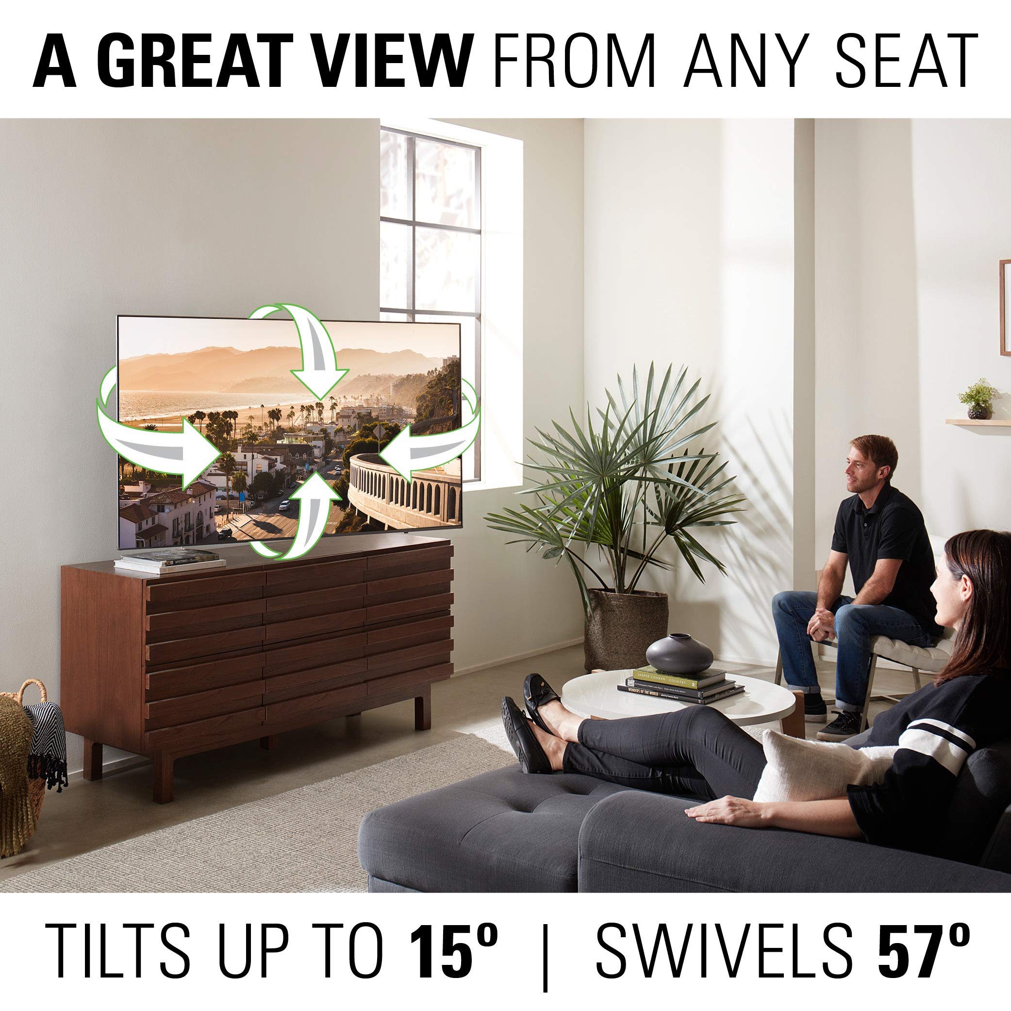 SANUS Full Motion TV Wall Mount for 42” to 90” TVs up to 125lbs – Extend, Swivel, Tilting TV Mount - Easy 3 Step DIY Install w/ Included Hardware - Black Finish