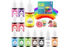 12 Color Gel Food Coloring Liquid Set, KATSPRO Food Grade Tasteless Vibrant Food Coloring Dye for Baking Icing Cake Decorating Cookie Fondant, Frosting, Cookies, Christmas Baking, Easter Egg and DIY Supplies Kit - 0.25 Fl.oz(6ml)/Bottles