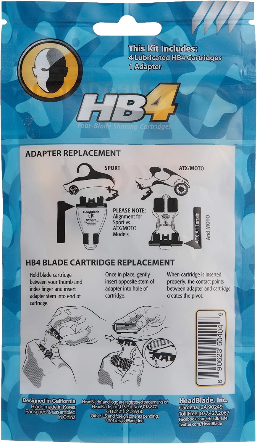 Headblade ATX Razor Replacement Blades, Metallic, 4 Count (Pack of 1) - Image 3