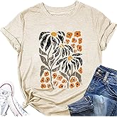 Women's T-Shirt Retro Flower Pattern Shirt Bohemian Short Sleeve T-Shirt Dandelion Wildflower Shirt Summer Casual Top