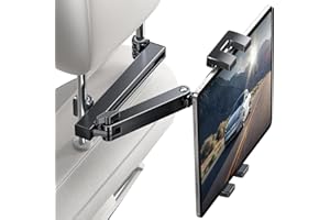 Coolpow Tablet Holder for car headrest[3 in 1] Sturdy Upgrade Extension Arm Adjustable Tablet Car Mount for Back Seat, Road T