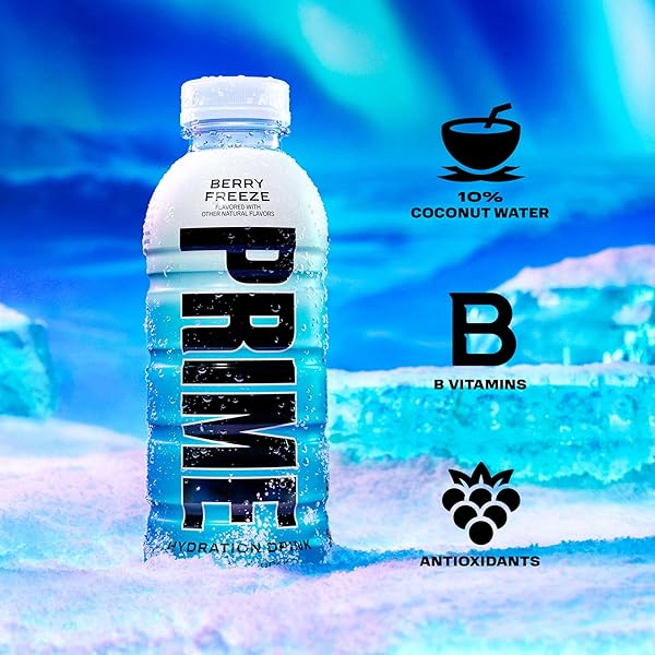 PRIME HYDRATION VARIETY – BLUE FREEZE, CHERRY FREEZE, ICE POP SPORTS DRINKS, ELECTROLYTE ENHANCED FOR ULTIMATE HYDRATION, 250MG BCAAS, B VITAMINS, ANTIOXIDANTS, LOW SUGAR, 12 FL OZ, 15 PACK