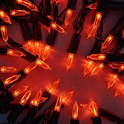 YULETIME 200 Orange LED Christmas Lights with Black