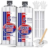 5 Minute Epoxy Glue, 3.4oz Fast Curing Epoxy Resin Kit, Clear 2 Part Epoxy Adhesive for Metal, Plastic, Wood, Ceramic, Glass,