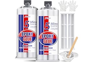 5 Minute Epoxy Glue, 3.4oz Fast Curing Epoxy Resin Kit, Clear 2 Part Epoxy Adhesive for Metal, Plastic, Wood, Ceramic, Glass,
