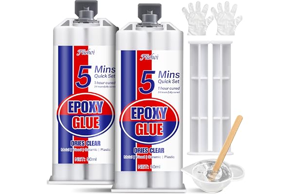 5 Minute Epoxy Glue, 3.4oz Fast Curing Epoxy Resin Kit, Clear 2 Part Epoxy Adhesive for Metal, Plastic, Wood, Ceramic, Glass,