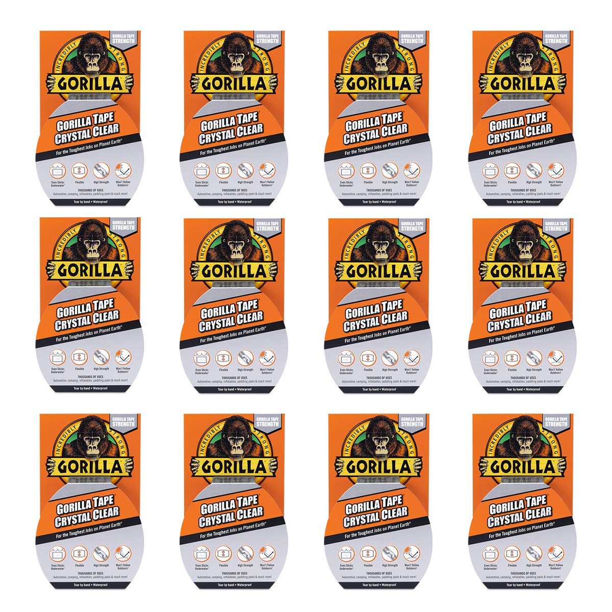 Gorilla Tape Crystal Clear 48mm x 8.2m (Pack of 12)