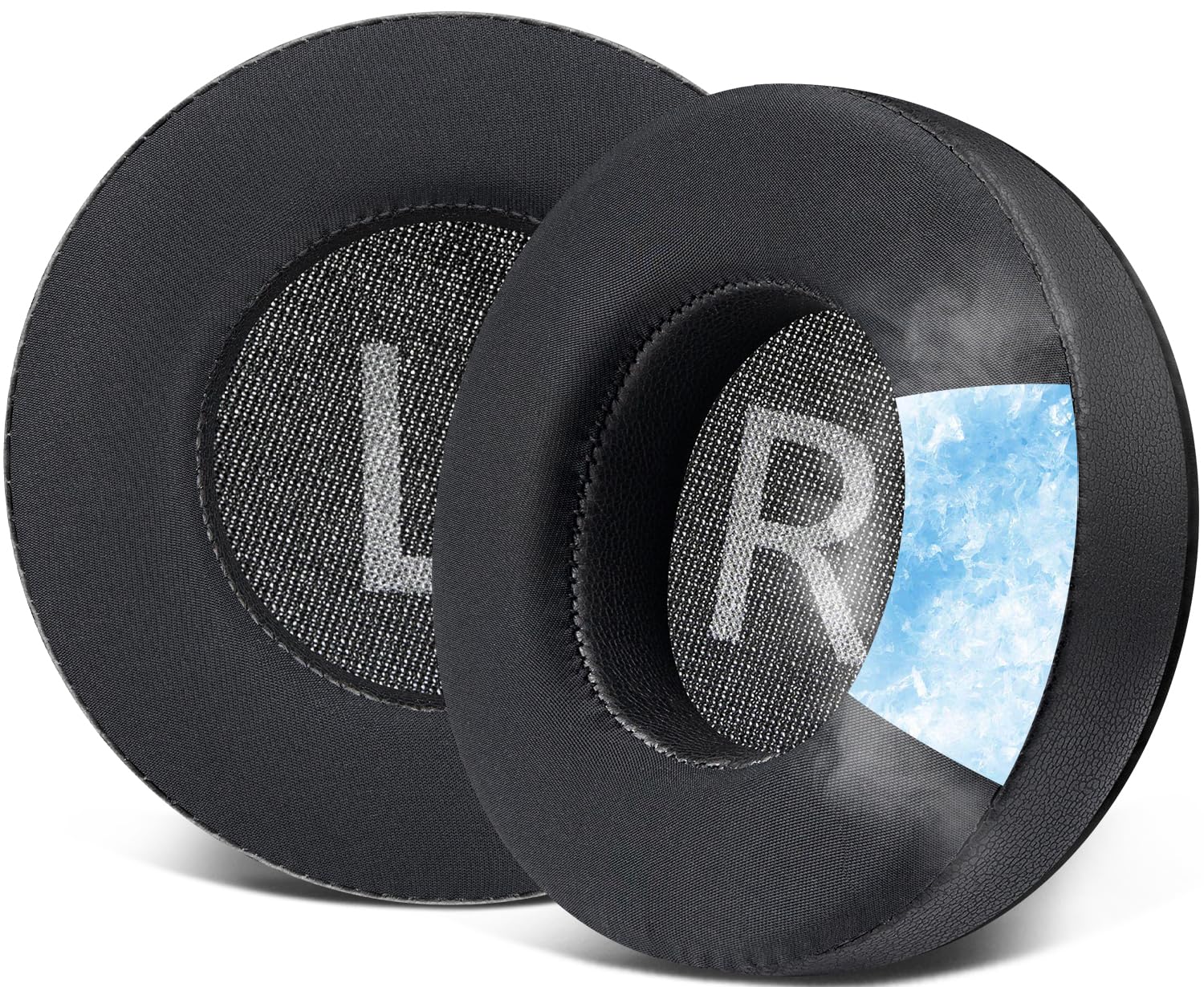 SOULWIT 80mm Cooling Gel Earpads Replacement for AKG Pro Audio K175 Headphones, Ear Pads Cushions with Ice Silk Fabric, Noise Isolation Foam - Black