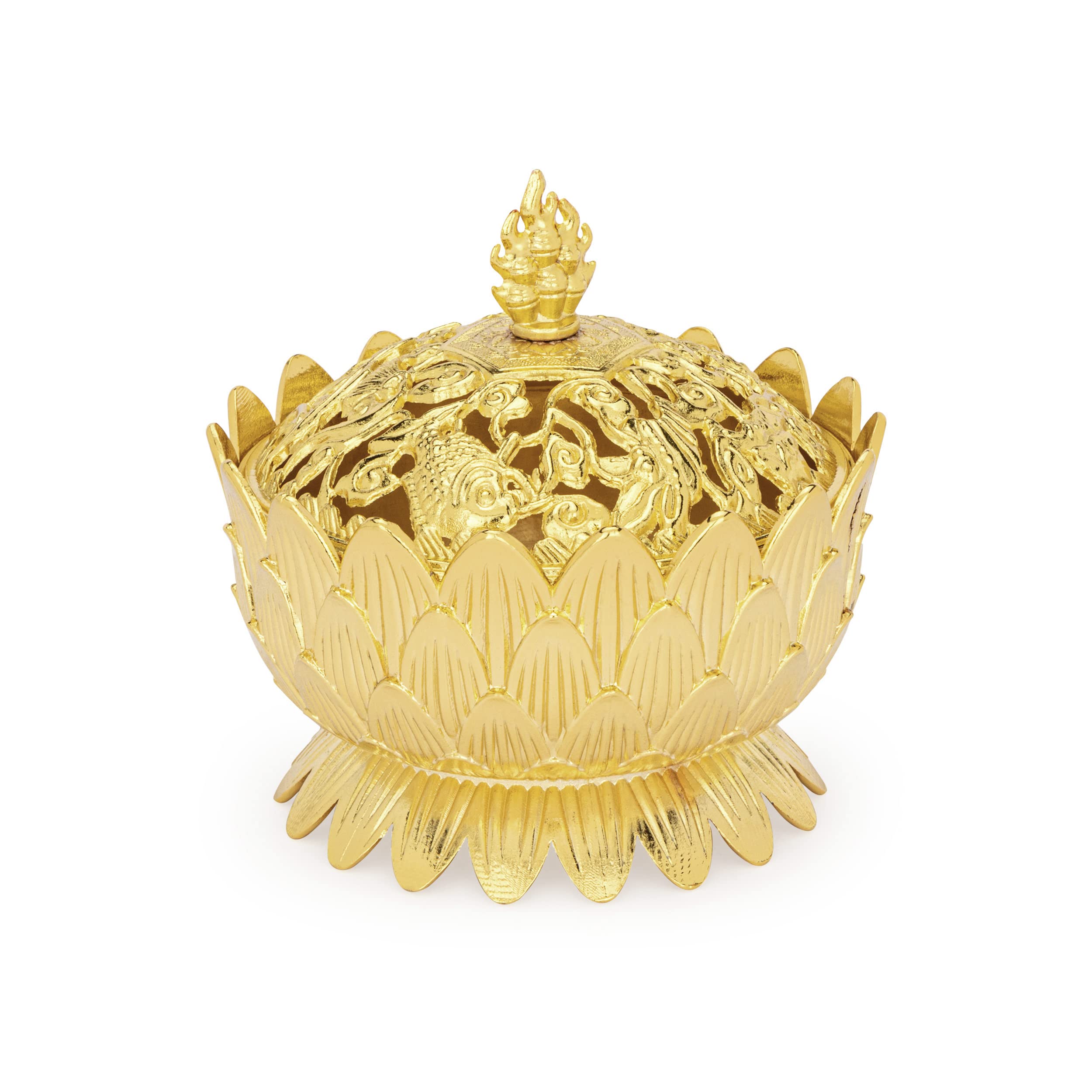 NKlaus Incense Burner Lotus Gold 9 cm Diameter Operating Mode Charcoal Incense Burner 14003