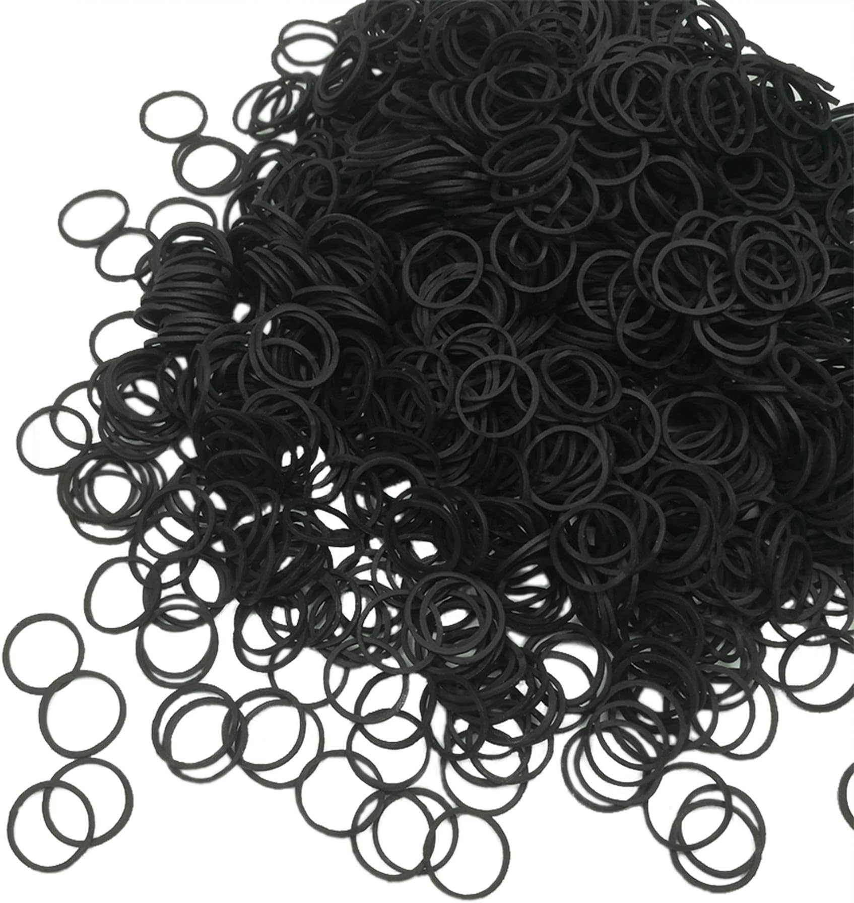 Mini Rubber Bands, Soft Elastic Bands, Premium Small Tiny Black Rubber Bands for Kids Hair, Braids Hair, Wedding Hairstyle (1000 Pieces, Black)