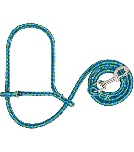 Licol Corde Weaver Leather Pour Bétail – Bleu Foncé/turquoise/gris – Réglable Et Résistant