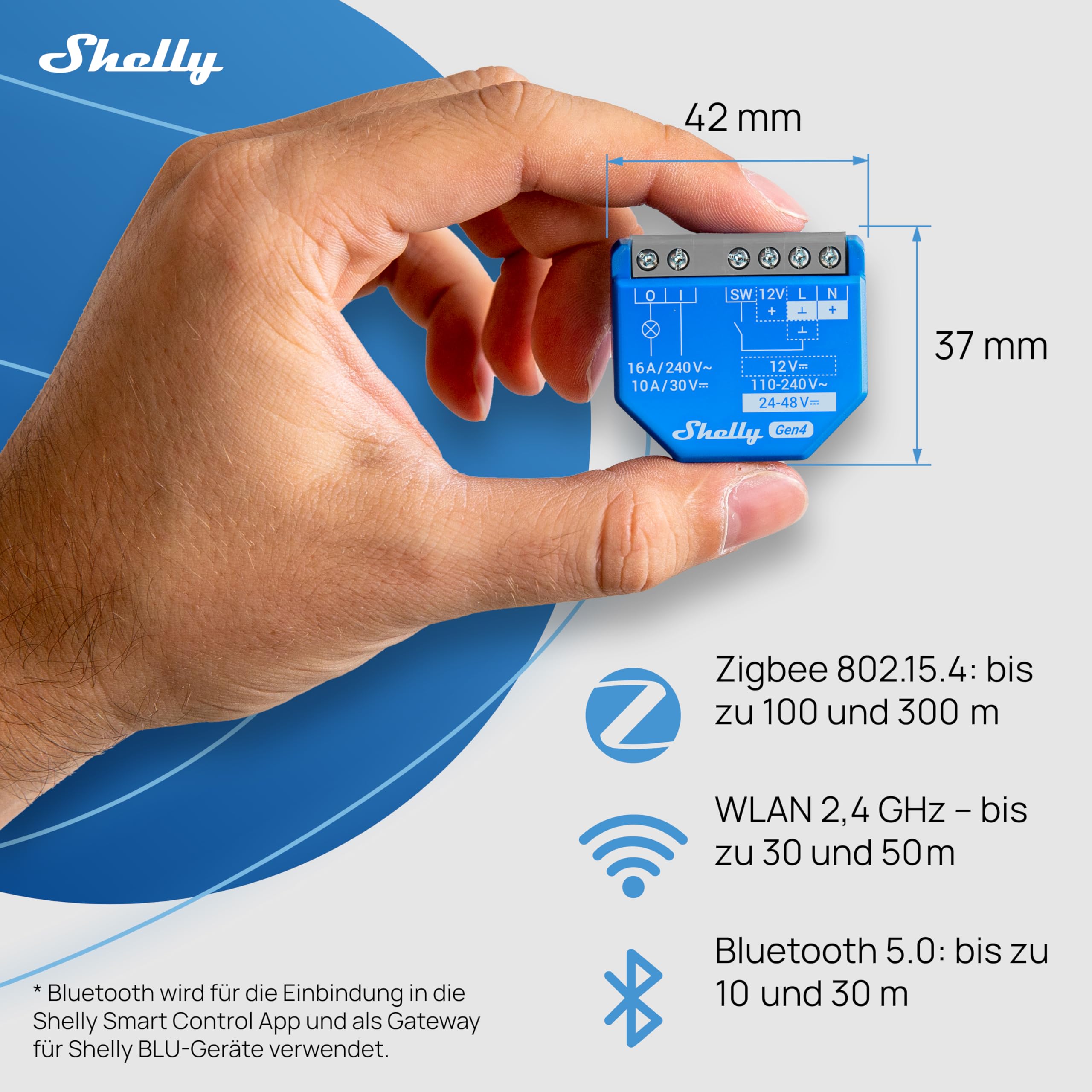 Shelly 1 Gen4 - WLAN Smart Relais Schalter, Potentialfreier Kontakt, 1 Kanal, 16A, Lichtschalter, Garagentoröffner, Smart Home, Zeitschaltuhr, Alexa & Google, Matter, Zigbee, Kein Hub Erforderlich 3