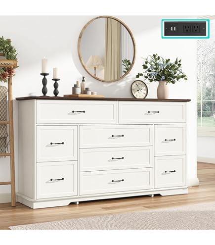 Amazon.com: jiteentarou Farmhouse 9 Drawer Dresser for Bedroom,63