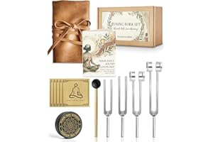 CREVIK Tuning Forks for Healing Set - 128 Hz, 174 Hz, 432 Hz, 528 Hz Weighted & Unweighted Resonance Tuning Fork Kit - Chakra