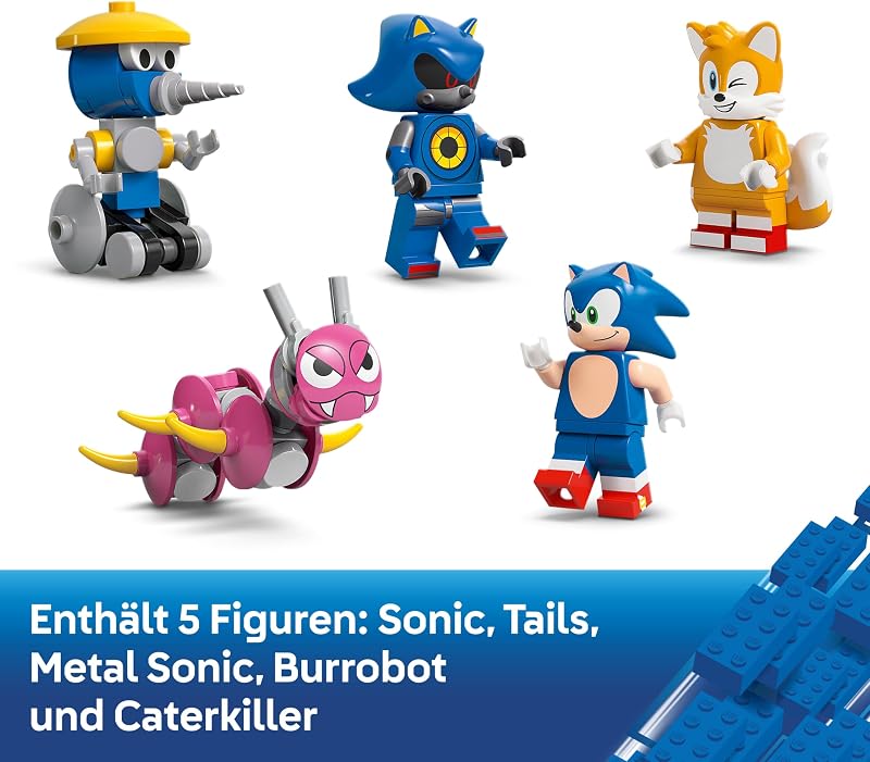 Sonic the Hedgehog Team Sonics Kommando-Truck - Interaktives Spielzeug mit ATV-Auto und 5 Minifiguren mit Tails - Kreatives Geschenk für Jungen, Mädchen und Gamer Fans ab 8 Jahren - 77006