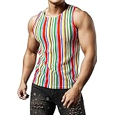 JOGAL Men's Mesh Fitted Sleeveless Muscle Tank Top