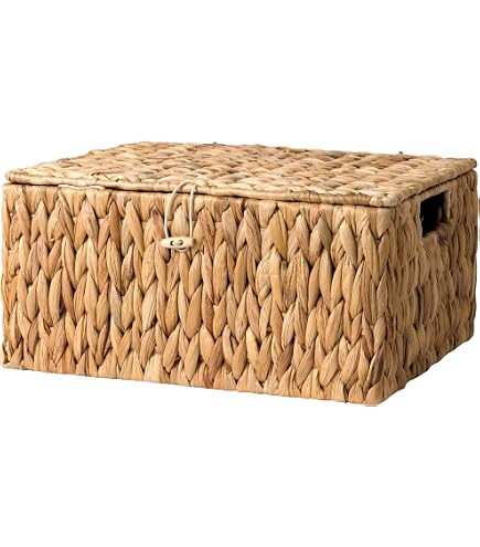 Panier Rectangulaire Osier Synthétique Avec Poignées - Rangement Kaki 14.37 X 10.24 X 4.92 Pouces