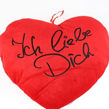 Kamaca Flauschig gefülltes XXL Kissen ICH Liebe Dich Plüsch - Herzkissen in ROT inklusive Füllung Größe 63 cm x 52 cm (Jumbo 