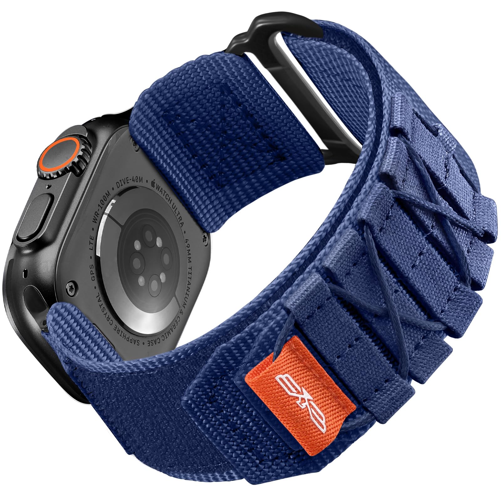Bandletic Nylon Strap compatible with Apple Watch Strap Ultra/Ultra 2/Ultra 3 49mm, Sport Loop Replacement Band for iWatch Series 11/10 46mm, Series 9/8/7 45mm, SE3/SE2/SE/6/5/4 44mm,3/2/1 42mm,M-Blue