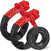 Gedlex Soft Shackle & Winch Recovery Ring Kit 1/2" X 22" Synthetic Soft Shackle 56,000lbs 2PCS with 1 Rescue Ring for ATV UTV SUV Truck Offroad Vehicle Red
