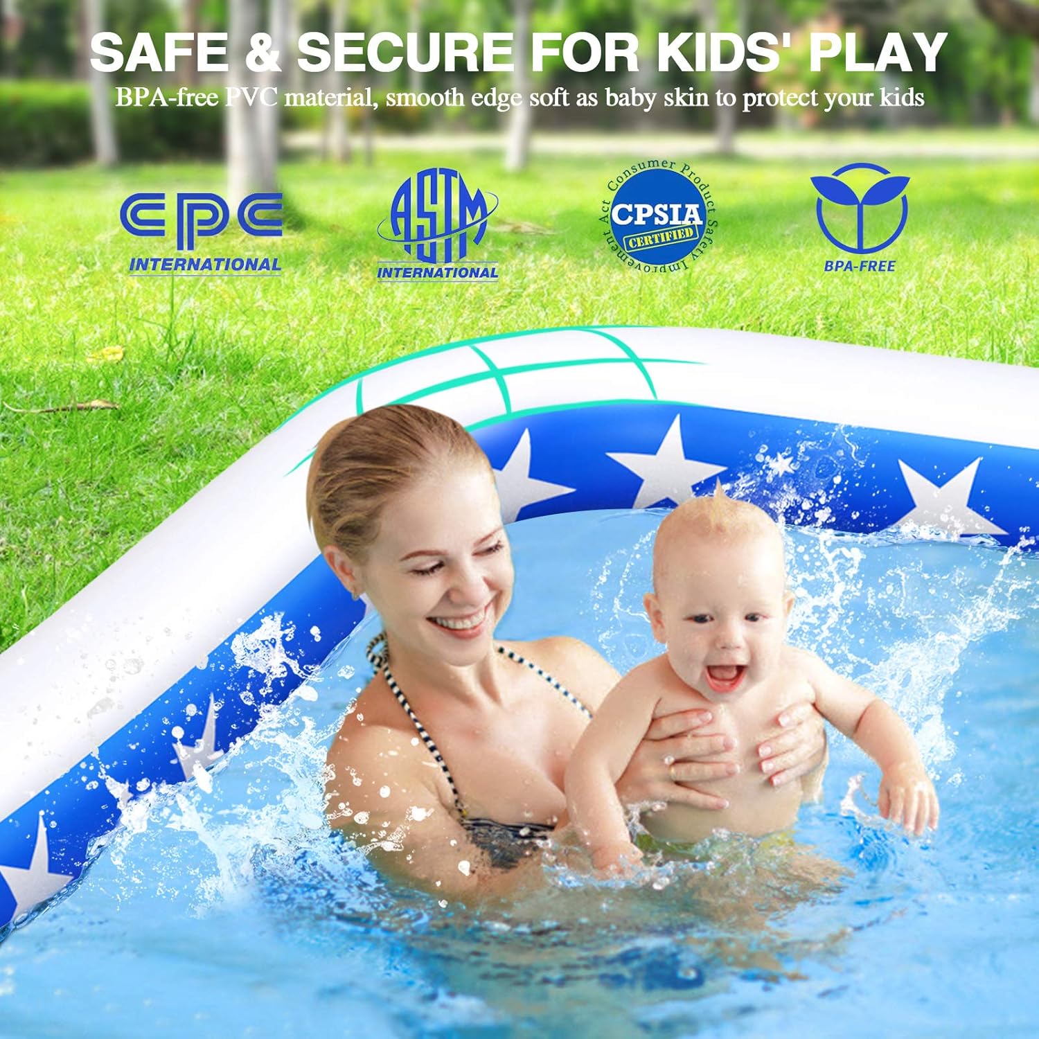 Inflatable Family Swimming Pool, Inflatable Pool for Kiddie, Kids, Adults, Toddlers, Infant, 120" X 72" X 22" Oversized Blow Up Lounge Pools, Easy Set Swimming Pool for Outdoor, Garden, Backyard: Kitchen & Dining