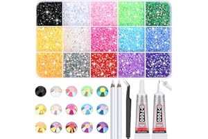 SHYNEK B-7000 Glue with 15000Pcs Craft Rhinestones, Resin Jelly Rhinestones Flat Back Gems Crystals for Crafts Bling with Fabric Glue for Crafting Tumblers, Wedding Shoes Graduation Cap Decor