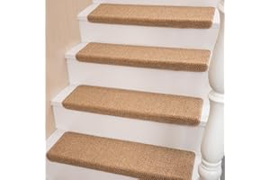 Hopeviva Bullnose Carpet Sisal Stair Treads | Set of 14 | Stair Treads for Wooden Steps Indoor Anti Slip Braided Staircase Pr