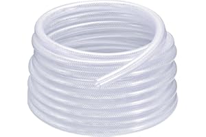 MECCANIXITY 1/2" ID x 3/4" OD 25 Ft PVC Tube Braided Reinforced Tubing Flexible Hose Pipe Clear Vinyl Tubing High Pressure Fl