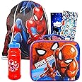 Spiderman Lunch Box Set - Bundle with Spidey Cinch Bag, Spider-Man Water Bottle, More | Avengers Spiderverse Superhero School Supplies