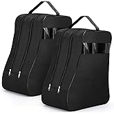 Aliceset 2 Pcs Black Boot Bags for Cowboy Two Separate Compartments Boots Portable Storage Bag for Travel Long Tube Shoes Bags Men Tall Shoe with Handle for Home Travel