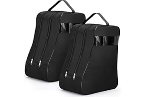 Aliceset 2 Pcs Black Boot Bags for Cowboy Two Separate Compartments Boots Portable Storage Bag for Travel Long Tube Shoes Bags Men Tall Shoe with Handle for Home Travel