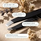 Cliganic Professional Eyebrow Tweezers Slant Tip Stainless Steel view 3
