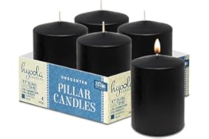 Hyoola Black Pillar Candles 2x3 Inch - 4 Pack Unscented Pillar Candles - European Made