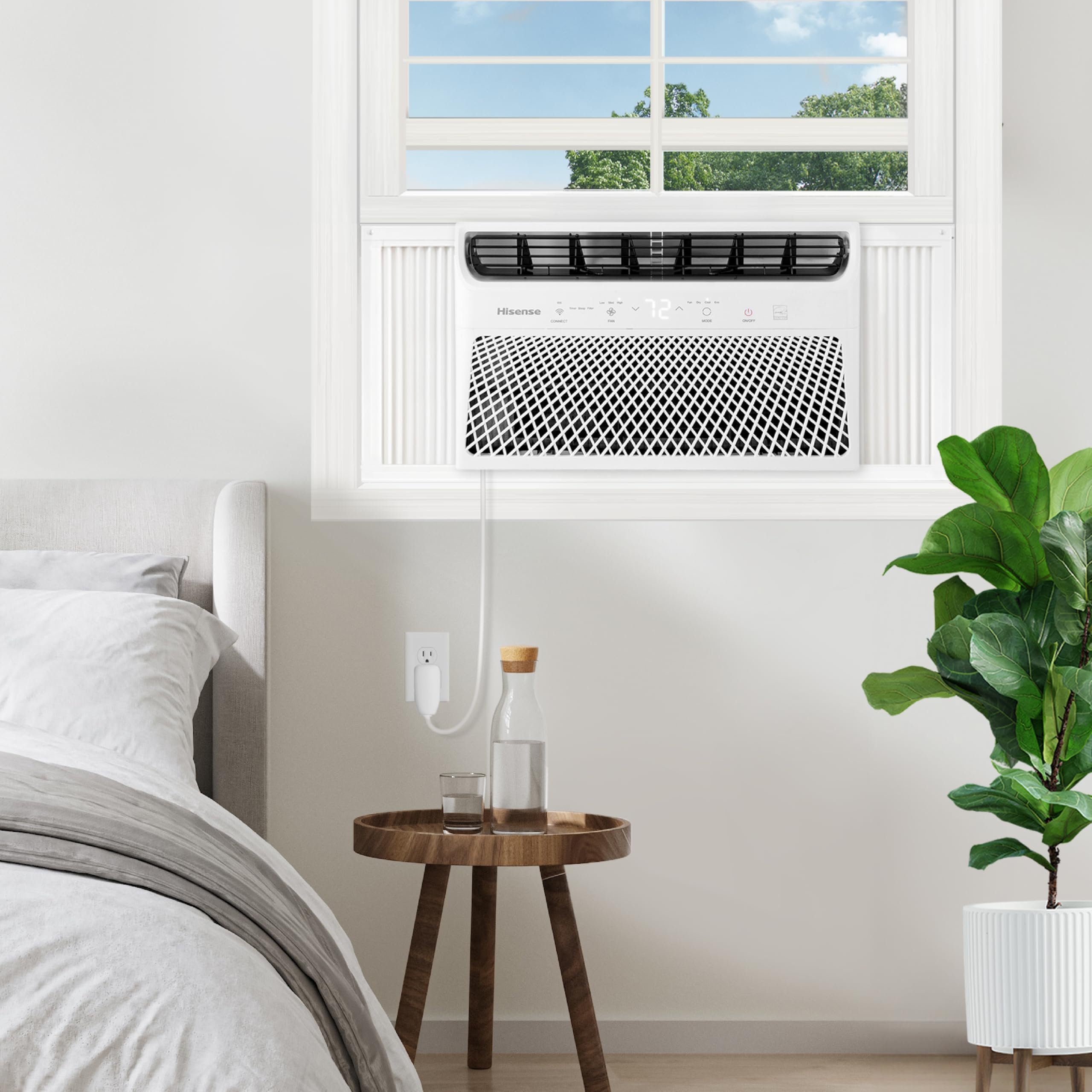 Hisense 8,000 BTU Smart Window Inverter Air Conditioner with Quiet, High Efficiency Operation and Wi-fi Control, 115V, Window AC Unit for Apartment, Bedroom, Medium Rooms up to 350 Sq. Ft. in White