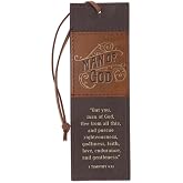 Christian Art Gifts Premium Faux Leather Bookmark for Men: Man of God | Bible Verse, Knotted Cord, Gold Senitiment, Book Read
