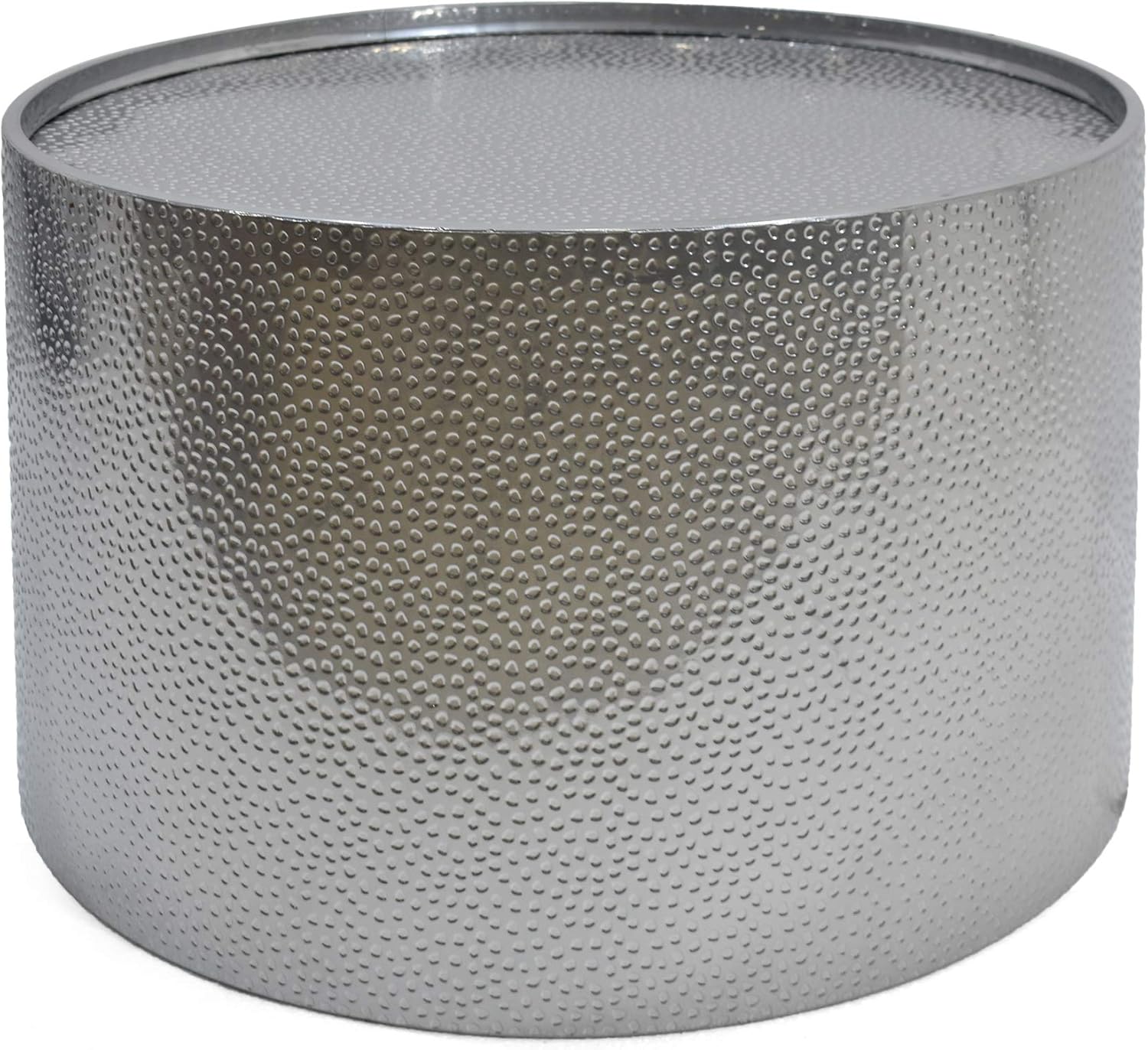 Christopher Knight Home Rache Modern Round Coffee Table with Hammered Iron, Silver, 26. 00” L x 26. 00” W x 17. 00” H: Kitchen & Dining