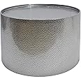 Christopher Knight Home Rache Modern Round Coffee Table with Hammered Iron, Silver, 26. 00” L x 26. 00” W x 17. 25” H