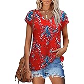 Sampeel Womens Summer Tops 2026 Cap Sleeve Trendy V Neck Loose Fit T Shirts