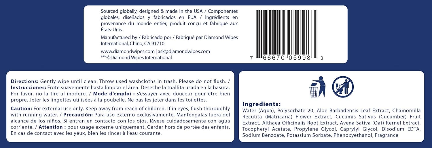 Handybath Adult Washcloths Single Pack Containing 64 Count Unscented 12X9” Thick And Durable Wipes Made With Aloe And Chamomile To Keep Skin Smooth Perfect For Senior Care or Outdoor Events: Health & Personal Care