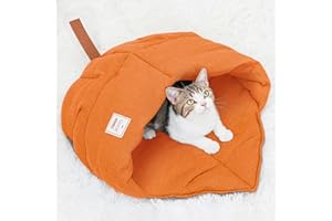 TANGN Cat Sleeping Bag for Indoor Cats, Cozy Pet Bed Cave Leaf Nest Linen Fabric Cuddle Zone, Covered Hide Warm Burrowing Sof