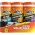 Armor All Protectant, Glass and Cleaning Wipes, Wipes for Car Interior and Car Exterior, 30 Count Each (Pack of 3)