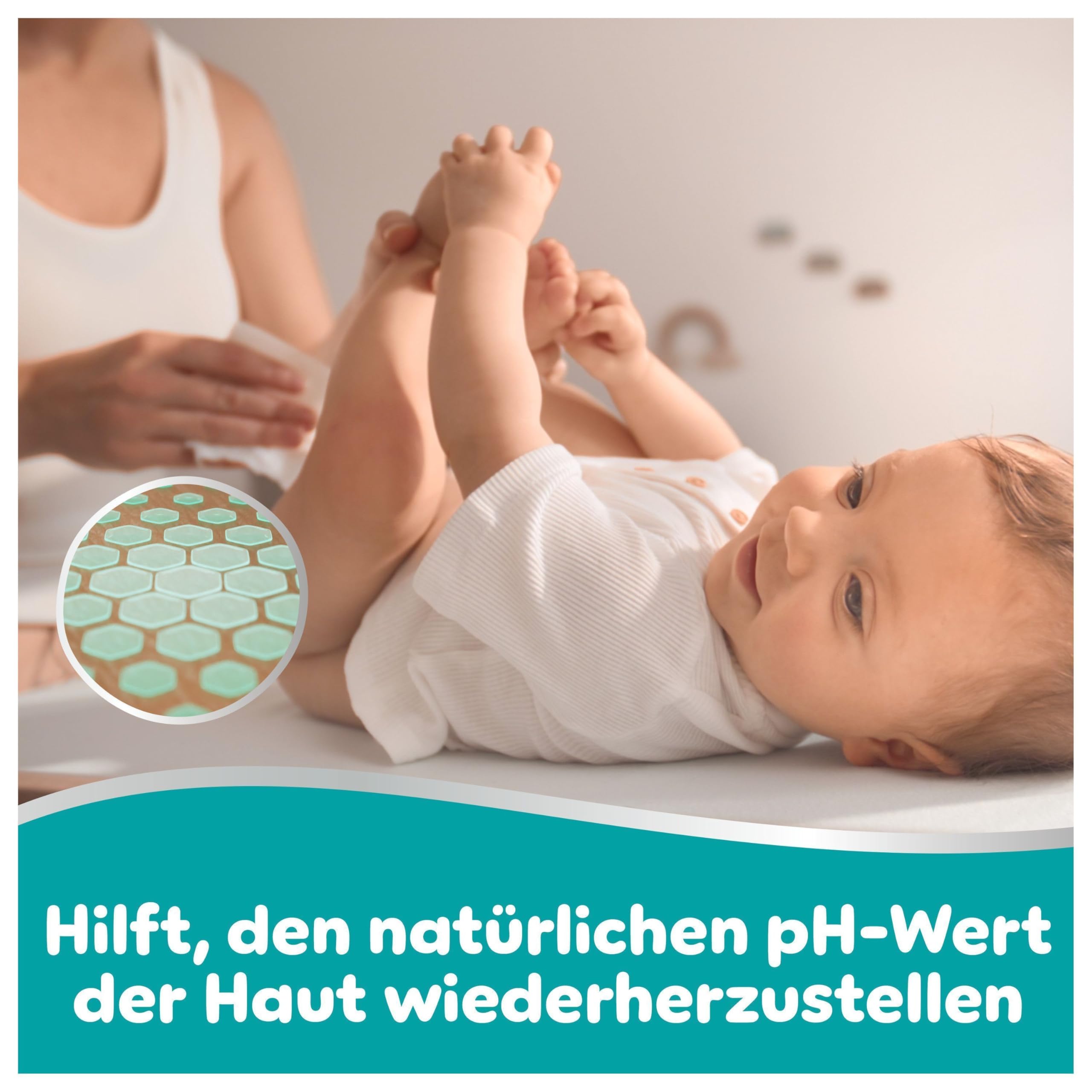 Pampers 99% Water Baby-Feuchttücher, 18 Packungen mit 60 Feuchttüchern = 1080 Baby-Feuchttücher, leichte Lotion mit 99% Wasser 4