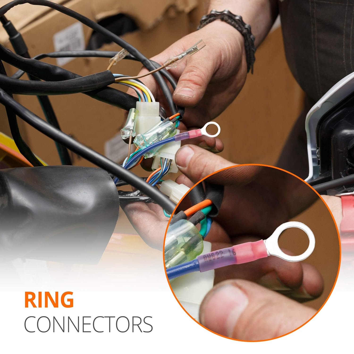 Wirefy Heat Shrink Ring Terminals 1/4" - Marine Grade Terminal Connectors - Waterproof Eyelet Wire Connectors - Red 22-16 AWG - 150 PCS - Image 4
