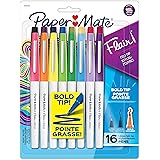 Paper Mate Flair Pens, Felt Tip Pens, Bold Tip (1.2 mm), Assorted Colors, 16 Count
